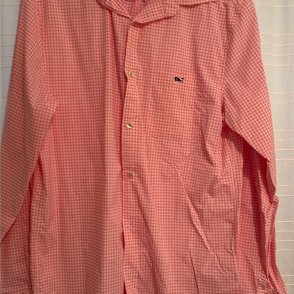 Vineyard Vines Pink Gingham Collared Button-Up Sh… - image 1